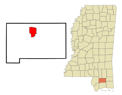 Stone County Mississippi Incorporated and Unincorporated areas Wiggins Highlighted.svg