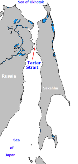 Localización del limán, la sección septentrional del largo estrecho de Tartaria