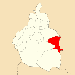 Localización de Tláhuac en el Distrito Federal (México)