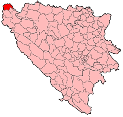 Localización de Velika Kladuša en Bosnia y Herzegovina.