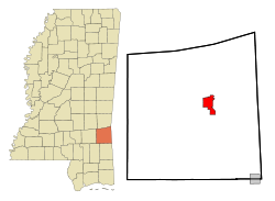 Wayne County Mississippi Incorporated and Unincorporated areas Waynesboro Highlighted.svg