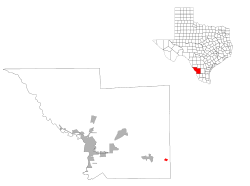 Ubicación de Bruni en el Condado de Webb y Texas