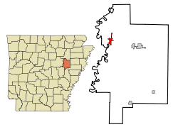 Localización en el condado de Woodruff y en el estado de Arkansas