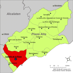 Localización de Castellón respecto a la comarca de la Plana Alta