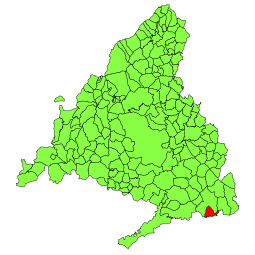 Localización de Villamanrique de Tajo en la Comunidad de Madrid.