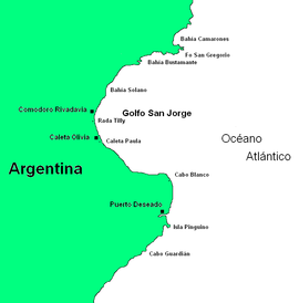 Mapa de la región del golfo San Jorge