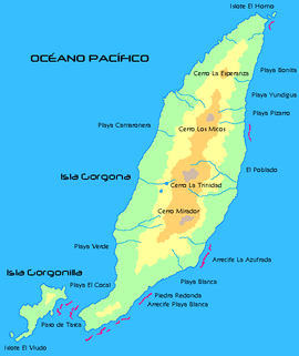 Mapa de la Isla Gorgona y Gorgonilla