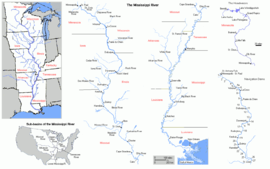 Localización del río Minnesota en el curso del Misisipi