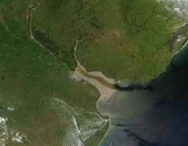 Vista satelital del Río de la Plata