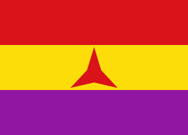 La bandera de las Brigadas Internacionales consistía en la bandera de la II República Española con una estrella roja de tres puntas en el centro.