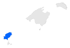 Mapa de situación de la isla de Ibiza.