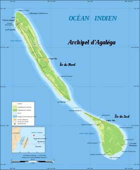 Mapa de las islas Agalega