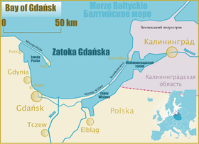 Mapa del golfo de Gdansk (y localización)