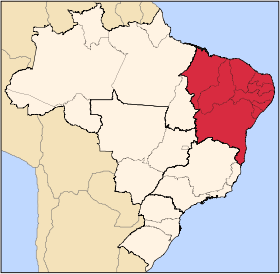 Mapa de Región Nordeste de Brasil