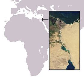 Localización e imagen de satélite del canal de Suez