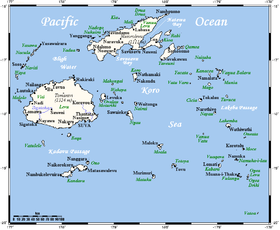 Mapa de Fiyi donde se aprecia el mar de Koro.