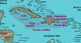 Mapa de las Antillas Mayores