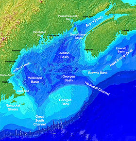 Mapa del golfo de Maine
