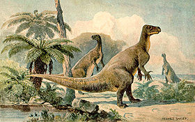 Painting of an Iguanodon by Heinrich Harder ca. 1916