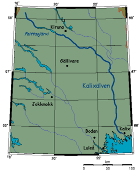 Mapa del río Kalix