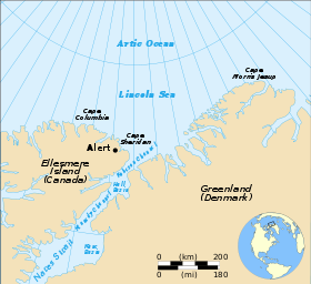Localización de la cuenca Hall en el estrecho de Nares