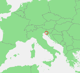 Localización del golfo de Trieste (en el que está el golfo de Piran)