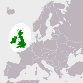 Localización de las islas Británicas en Europa