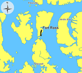 Localización de Fort Ross, en la entrada oriental del estrecho de Bellot