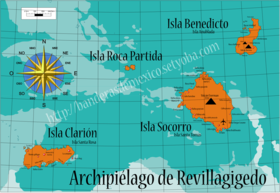 Mapa del archipiélago de Revillagigedo