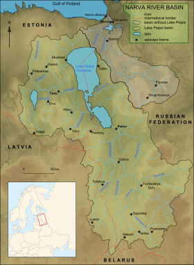 Mapa del cuenca del río Narva