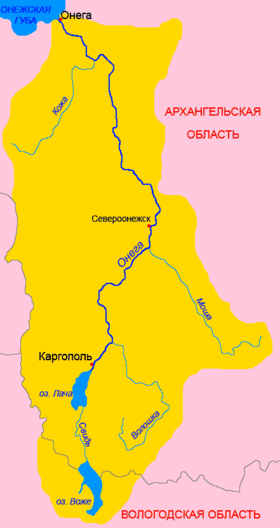 Curso y cuenca del río Onega (en ruso)