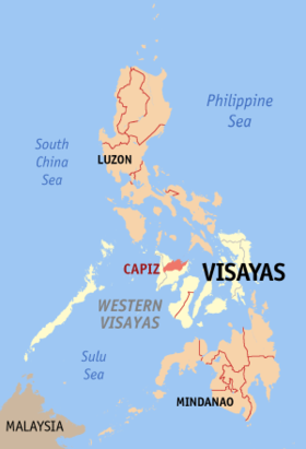 Situación de la provincia de Cápiz en el mapa provincial de Filipinas
