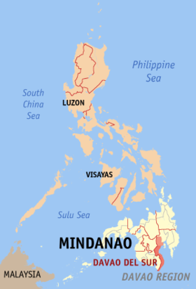 Situación de la provincia de Davao del Sur en el mapa provincial de Filipinas