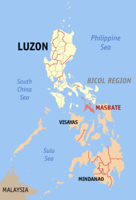 Situación de la provincia de Masbate en el mapa provincial de Filipinas