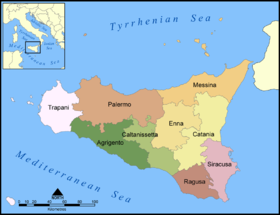 Localización del golfo (provincias de Sicilia)