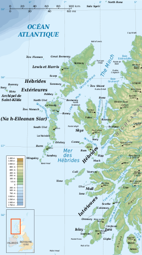 Mapa de la región de las Hébridas