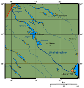 Mapa del río Skellefte