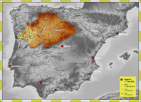 Localización aproximada del Tuerto en la cuenca del Duero (el río no está dibujado)