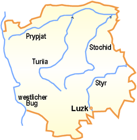 Localización del río en el Óblast de Rivne (UKR)
