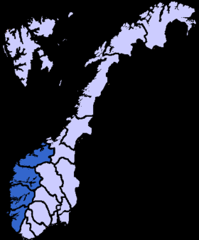 Mapa de Vestlandet