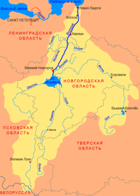 Localización del Msta en la cuenca Ilmen-Vóljov