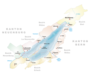 Mapa del lago de Bienne