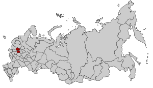 Localización de la óblast de Moscú en Rusia