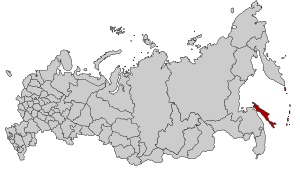 Ubicación del óblast de Sajalín en el mapa de Rusia