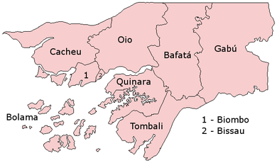 Mapa de las regiones de Guinea-Bissau