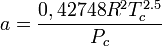 a = \frac{0,42748R^2T_c^{2.5}}{P_c}