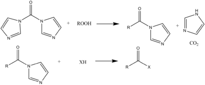 Esquema de la reacción de ácido carboxílico