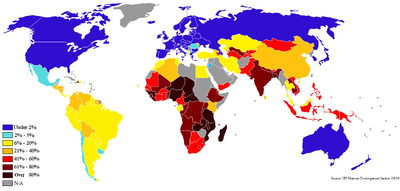 Percentage population living on less than 2 dollars day 2007-2008.png