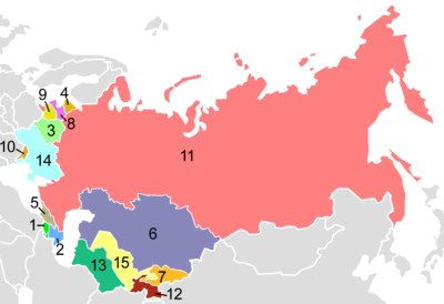 Mapa de las Repúblicas Soviéticas
