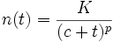 n(t) = \frac {K} {(c+t)^p}